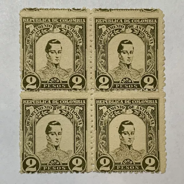 1899 Colombia Stamp #127 Block With Shifted Perf. Error