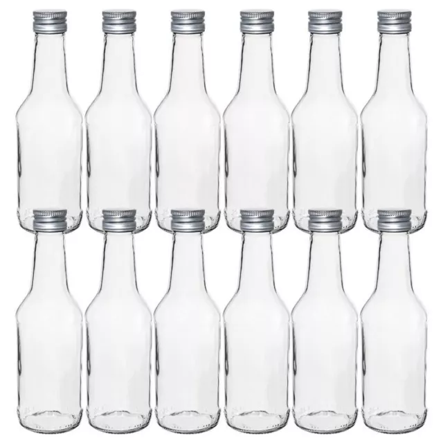 12er Set Glasflaschen 250 ml Schraubverschluss, leer, Likörflaschen, Spirituosen