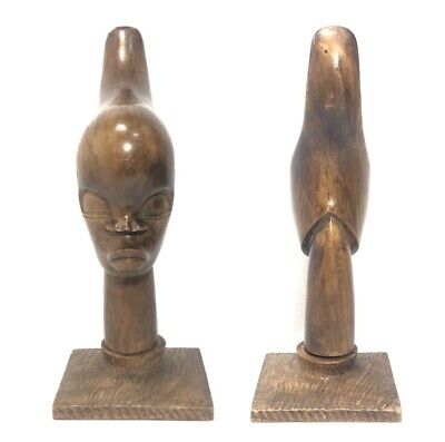 RARE Antique M. THERMEZ Sculpture - Solid Mahogany, Designer Statue African Wood 2