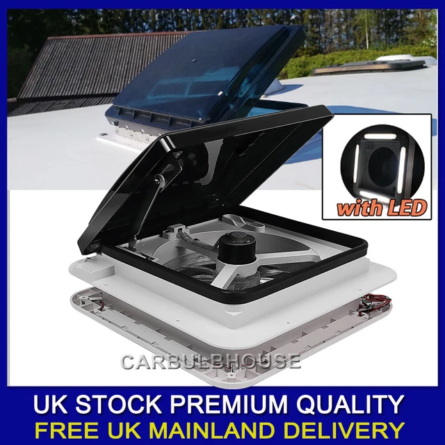 ROOF VENT FAN Camper Van Motorhome w/ LED Light White RV Caravan