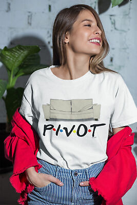 Womens Fashion T-shirt Organic PIVOT estate amici DIVANO 90`s COMMEDIA Top Retrò