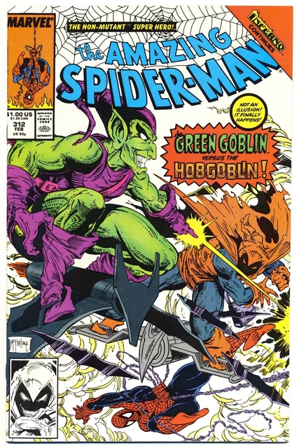 AMAZING SPIDER-MAN #312 F McFarlane Goblin Direct Marvel Comics 1989 Stock Image