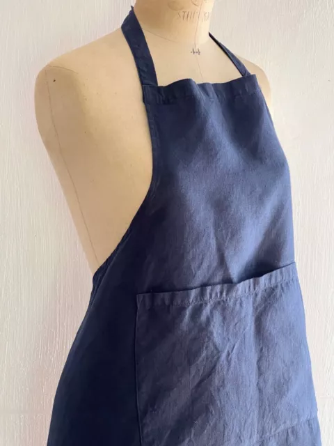 French UPCYCLED linen INDIGO WORK WEAR APRON Les Toiles Blanches 3