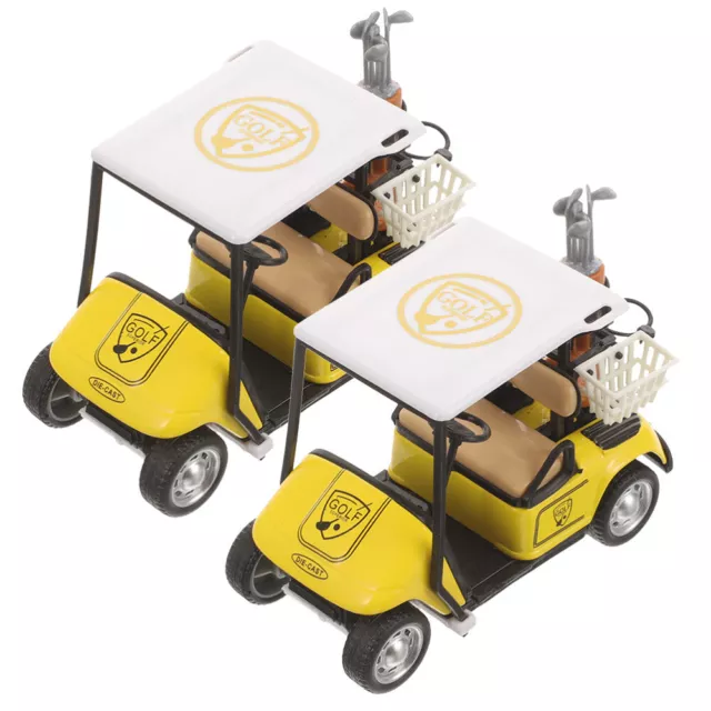 2pcs Small Golf Cart Model Decorative Golf Cart Figurine Desktop Golf Cart