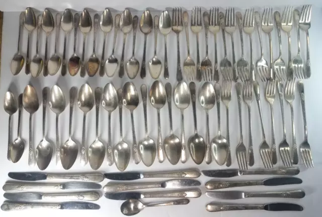 VTG 69 Piece International 1847 Rogers Bros IS Adoration Silverplate Silverware