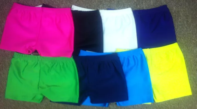 Ladies Girls Neon Lycra Stretchey Hot Pants Shorts Dance Fancy Dress Party UK