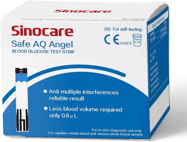 Strisce per Il Test Della Glicemia 50 Sinocare Safe AQ Angel Sistema Di Monitora