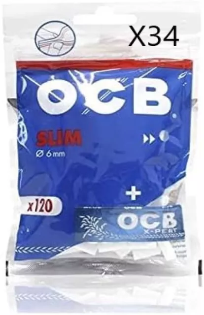 1 SCATOLA Da 34PZ Filtri OCB Slim 6mm x120 + Cartone OCB blu OMAGGIO- OFFERTA