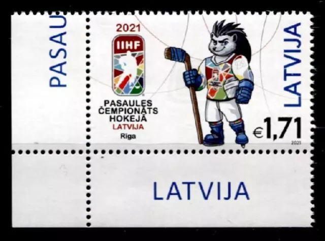 Eishockey. WM-2021, Riga. Maskottchen. 1W. Eckrand(3). Lettland 2021