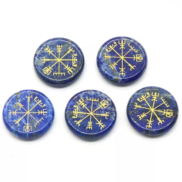 10pcs 25x6mm Natural Lapis Lazuli Stone 7 Chakra Symbol Healing Reiki Stone