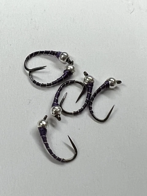 Zebra Midge Black Size 18 Hook And Tungsten  Silver Bead, 6 Flies Total