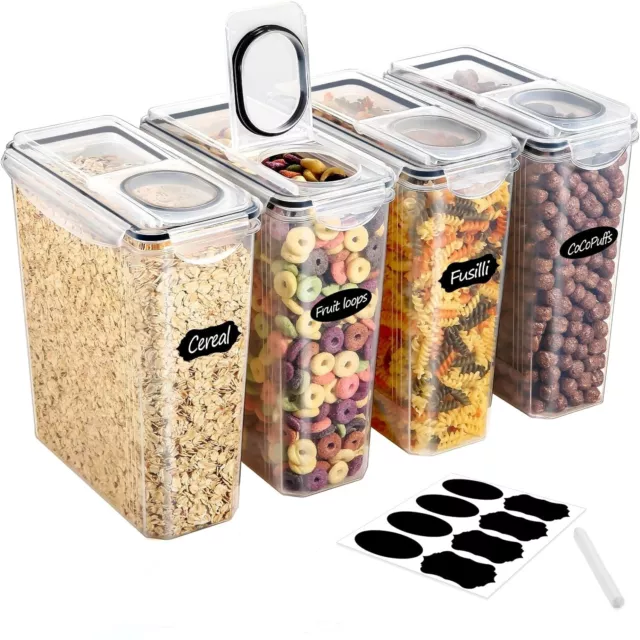 4x Containers Airtight Food Storage Kitchen Accessories Cereal Tub Lid Boxes Set