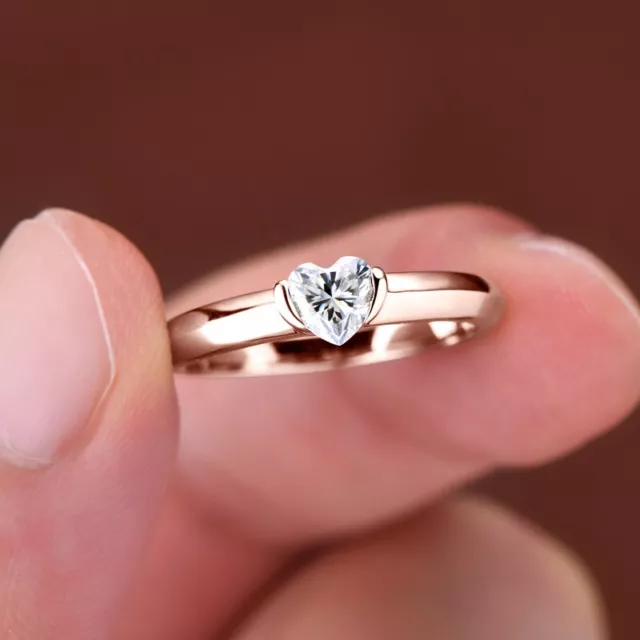 0.5ct Ring Heart Cut Rose Gold VVS1/D/Excellent Lab-Created Diamond Test Pass 4