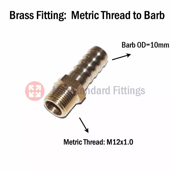 Metric Male Thread M12 M12x1.0 Barb 10mm 3/8" in Adapter Connector Hose Fitting