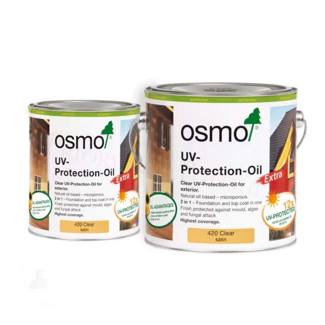 Osmo UV Protection Oil Extra 420 - Clear Satin - All Sizes - Free P&P