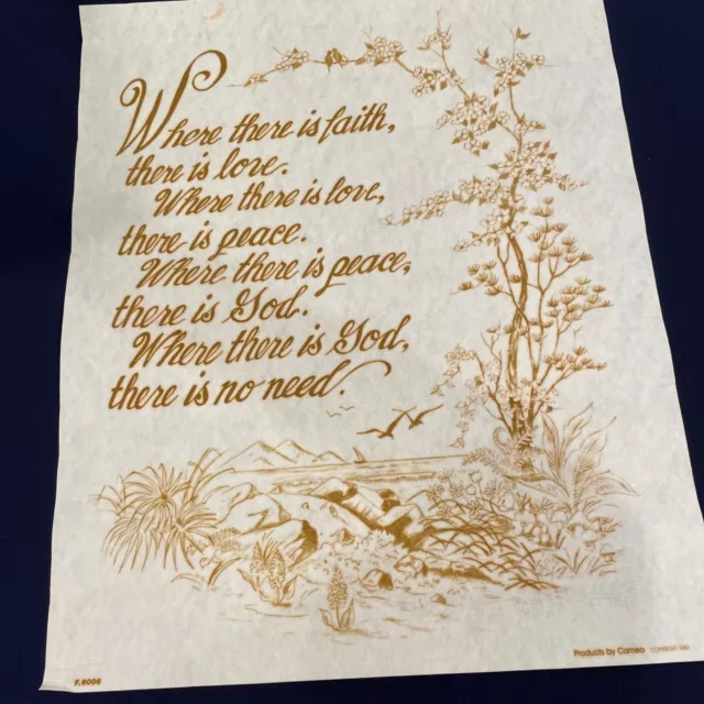 VTG “Where There is Faith” Fabric To Paint By Cameo Inc #F6006 18”x 22”