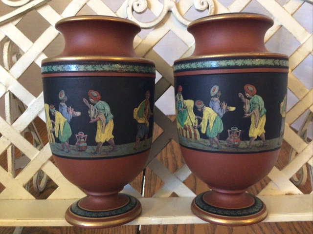 19th CENTURY ENGLISH PRATTWARE TERRACOTTA VASES TURKISH SMOKERS