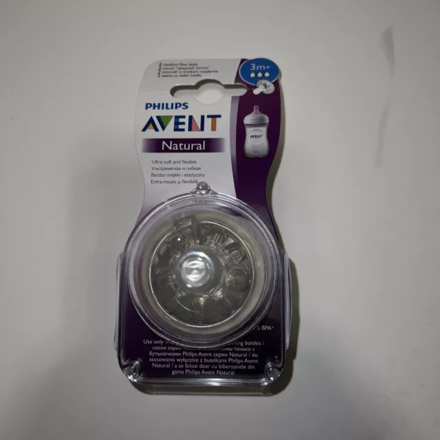 Philips Avent Natural Teat, 3 Months+, Medium Flow, Anti-Colic, Pack of 2 - SCF0