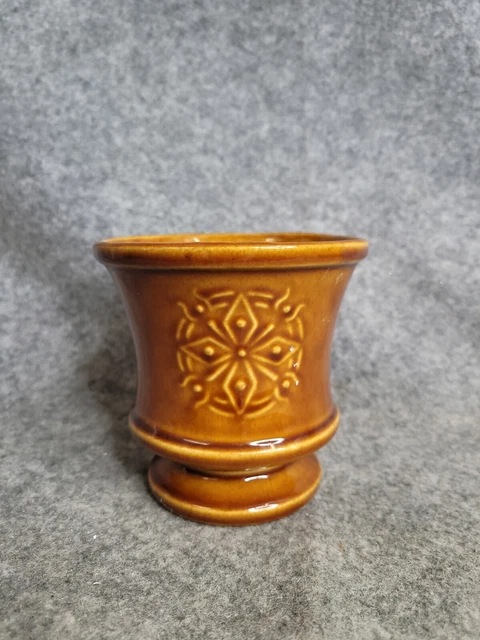 VINTAGE MCCOY POTTERY Planter Vase Brown 1950s Diamond Design USA Made
