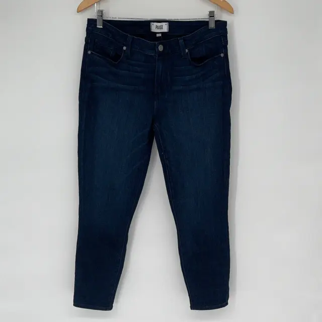 Paige Womens Verdugo Crop Midlake Skinny Denim Jeans Dark Wash Size 31