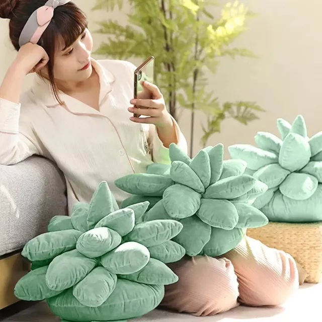 2Pack 3D Succulents Cactus, Cute Throw Pillows, Succulent Plush Green Flower,...