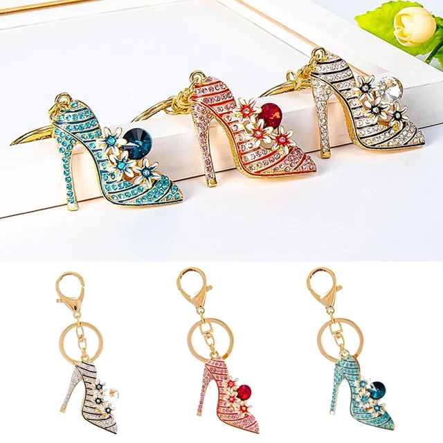 Split Key Rings New Diamond Inlaid High-Heeled Shoes Lovely Key Chain Bag Car