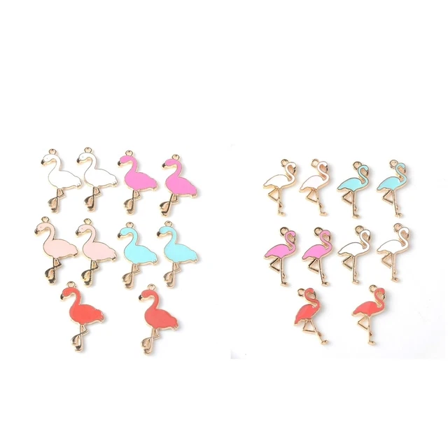 10 Stück DIY Emaille Kristall Flamingo Anhänger DIY Schmuck Machen Charme