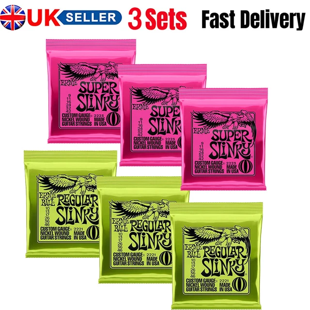 3 Sets Ernie Ball 2221/2223 Regular Slinky Electric Guitar Strings 10-46/9-42 UK