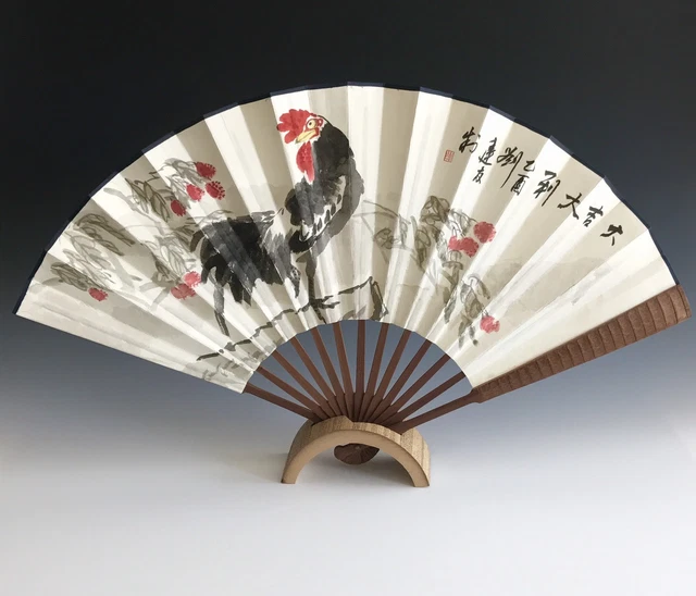 A Vintage Chinese Watercolor Of A Rooster & Calligraphy Painting