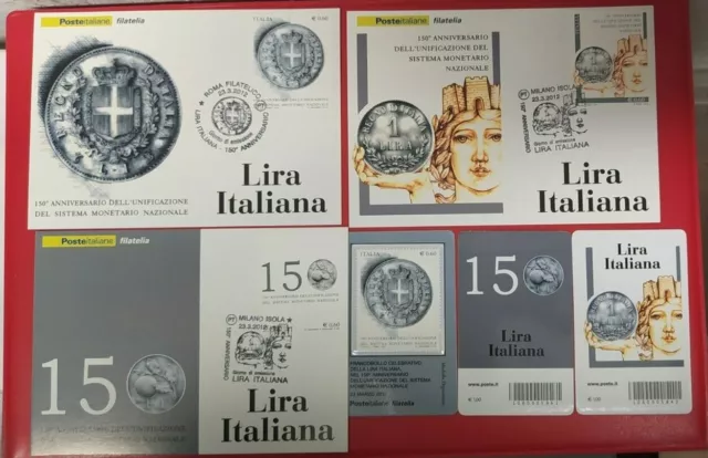 Poste Italiane 3 Cartoline Maximum E 3 Schede Filateliche  2012 "Lira Italiana "
