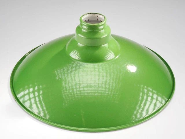 Vintage Green Porcelain w/Blue Industrial Light Lamp Shade Barn Gas Station 14”