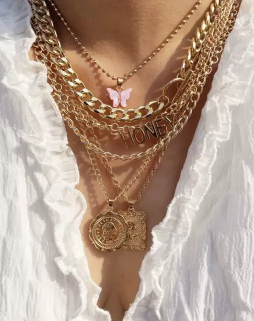 Collares Cadenas de Oro Para Mujer 14K Joyeria Fina de Moda 5A