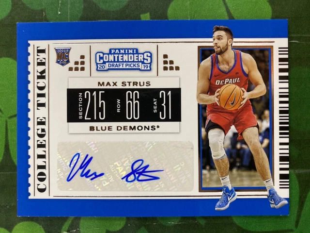 2019 Panini Contenders Draft Picks Max Strus Rookie Auto #101 DePaul Blue Demons