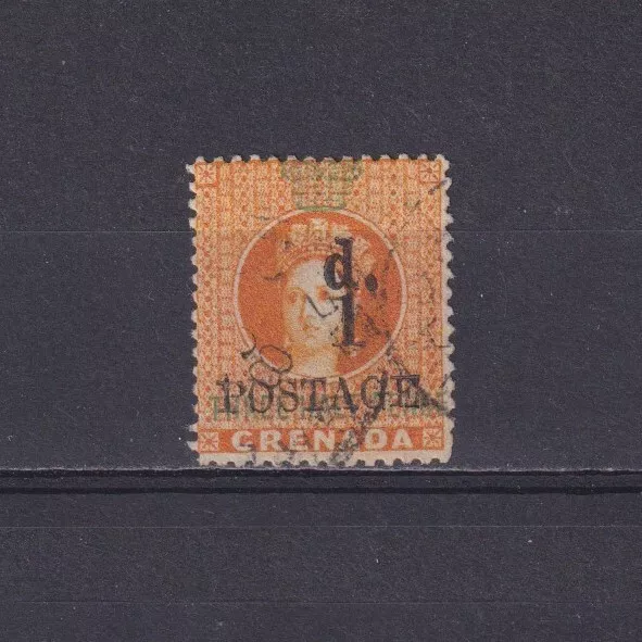 GRENADA 1886, SG# 37, CV £50, 1d on 1½d orange, QV, Used