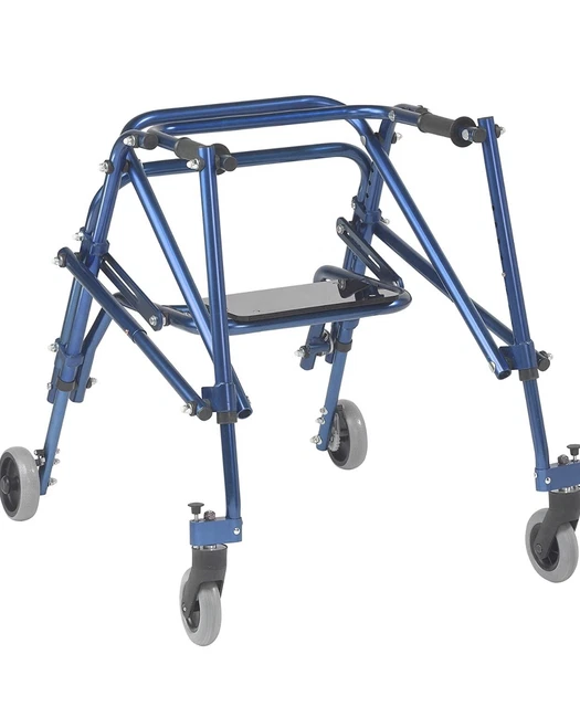 Drive Medical Nimbo Aluminum Rolling Posterior Pediatric Walker, Knight Blue