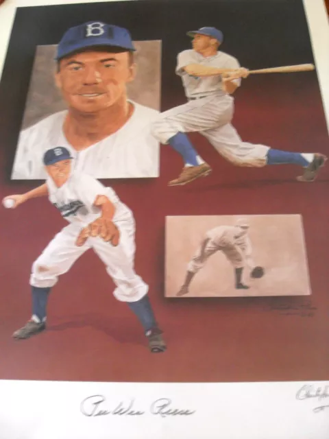 PEE WEE REESE SIGNED LARGE LTD ED PRINT APPROX 18x24" COA CHRISTOPHER PALUSO 2