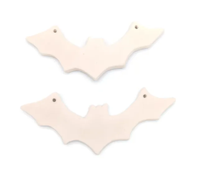 2Pc Blank Bat Wall Hanging Ceramic Bisque Ready To Paint, Halloween Decor DIY