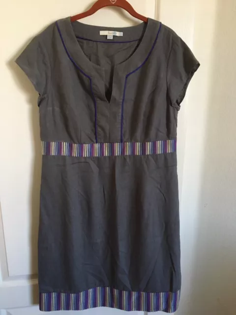BODEN Shift dress sz 12  Dark Gray Linen Lined Mach. Wash