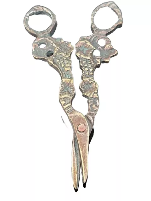 Victorian Handcrafted Brass And Copper Grape Scissors