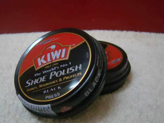 Kiwi Shoe Wax Can Polish Shine Leather Boot Black Wax Polish 2x 40g 1.41 Oz FS