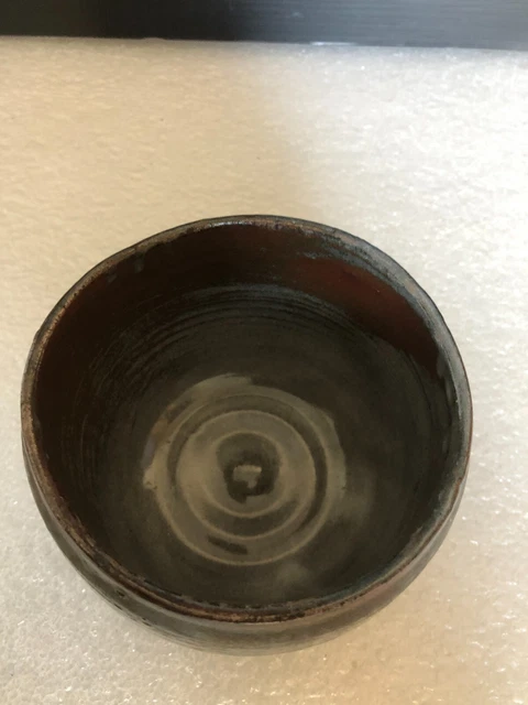 beurrier pot couvert grès décor bleu artisanat signature à identifier poterie 5