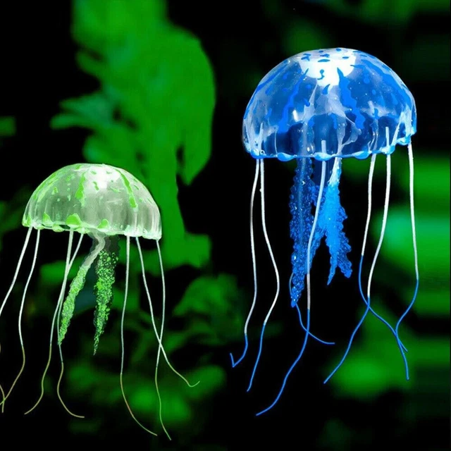 2Pcs Floating Jelly Fish Glowing Effect Aquarium Tank Ornament  Decoration Fish