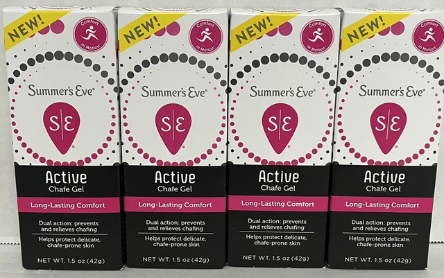 Gel Chafe Activo Summer's Eve, Previene y Alivia Rozaduras, 1,5 oz 4 piezas VENCIMIENTO 9/23