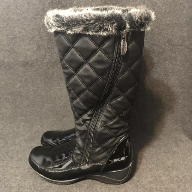 Khombu Abigail Winter Boot Size 7 M Faux Fur Lined Quilted Snow Boot Black 3