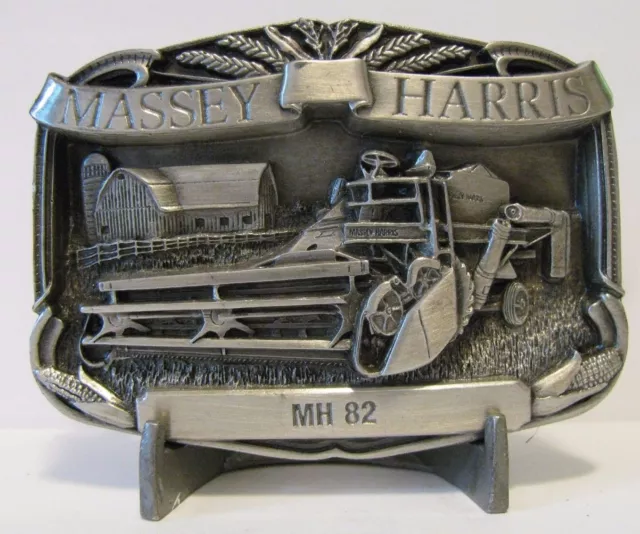 Massey Harris MH 82 Combine Pewter Belt Buckle 1986 Limited Edition Collectible