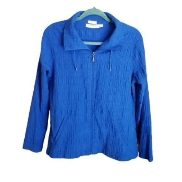 Breckenridge Womens Sz PL Blue  Solid Long Sleeve Zip Up Jacket