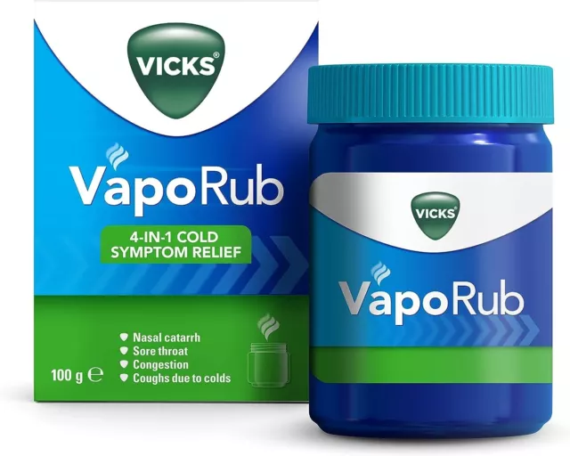 Vicks Vaporub Congestion Vapour Rub Relief Chest Eucalyptus Menthol 100g