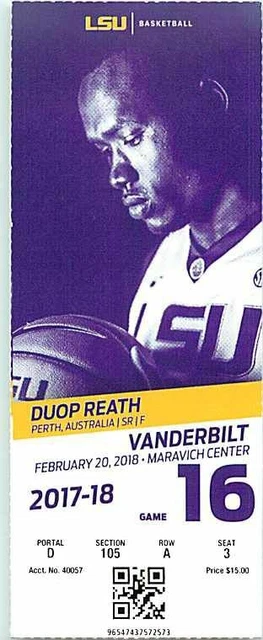 Ticket College Basketball Vanderbilt 2017 - 18  2.20 - LSU Tigers