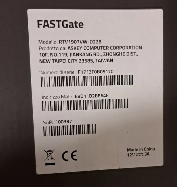 Router Fastgate MODEM ROUTER FASTWEB FASTGate ADSL FIBRA WiFi EUR 25,00 - PicClick IT