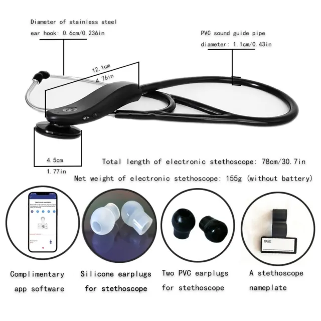 Smart Wireless Stethoscope Intelligent Electronic Medical Stethoscope Bluetooth